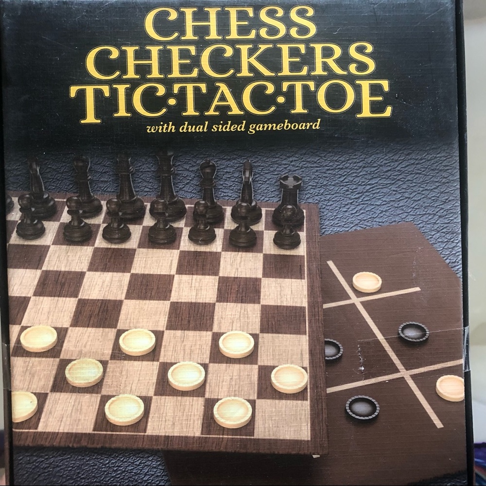 NEW Cardinal Games Chess Checkers Tic•Tac•Toe Dual Sided Game Board Family Games